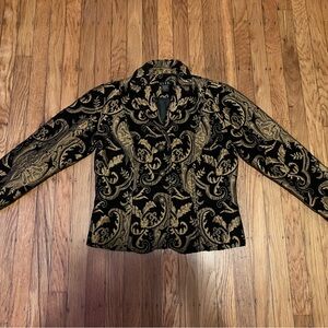 ELCC Petite Small womens brocade tapestry jacket / blazer in Black and Gold